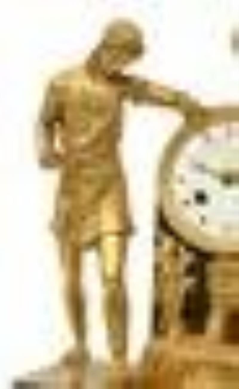French Gilt & Patinated Bronze Silk Thread Mantel Clock