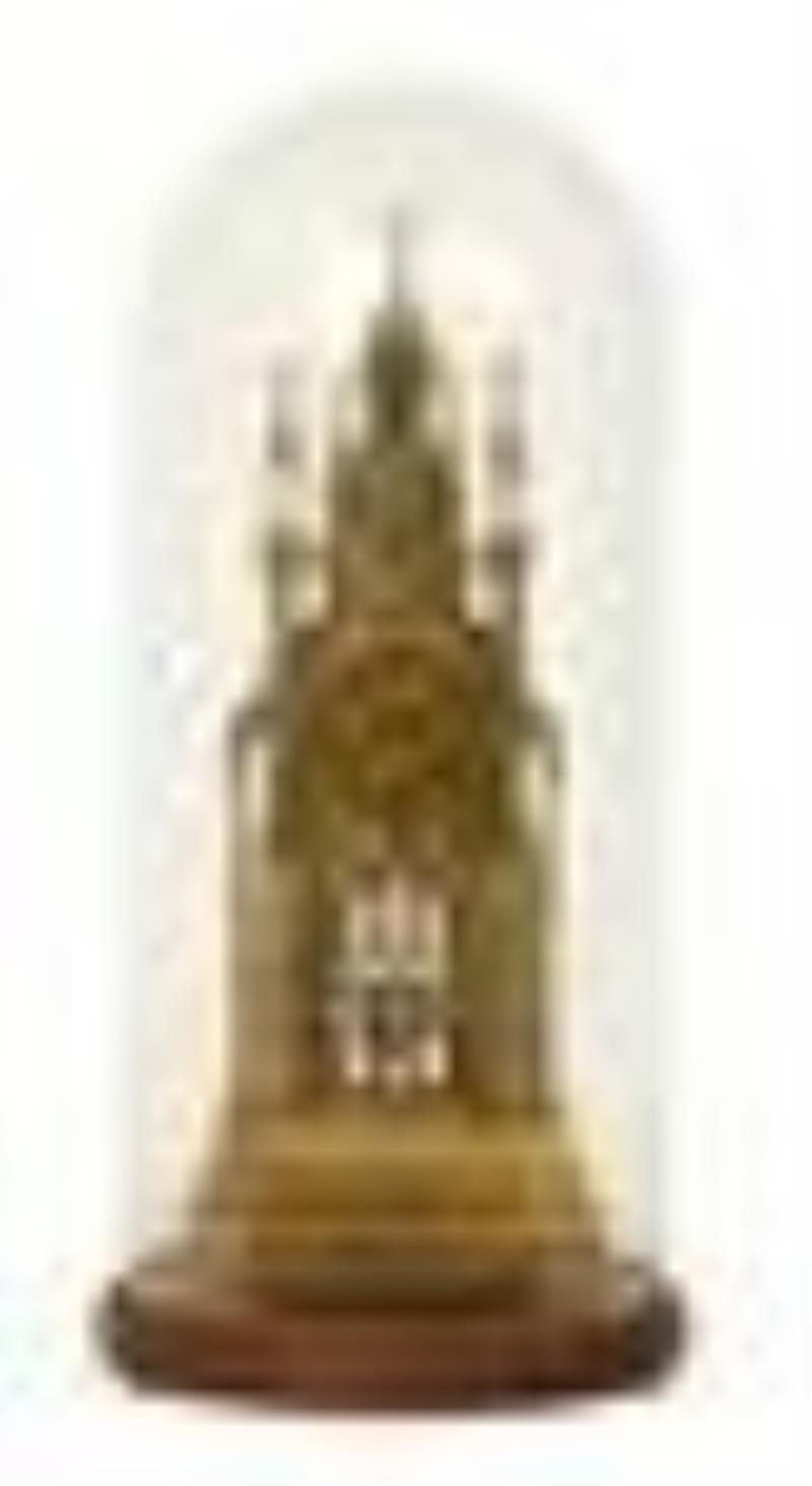 French Gilt Bronze Cathedral-Form Clock
