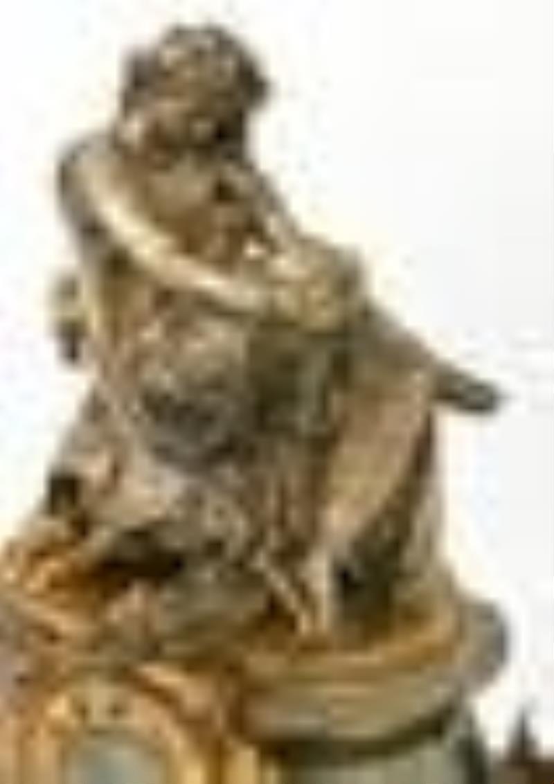 French Gilt & Silvered Bronze Mantel Clock, Charpentier & Co.