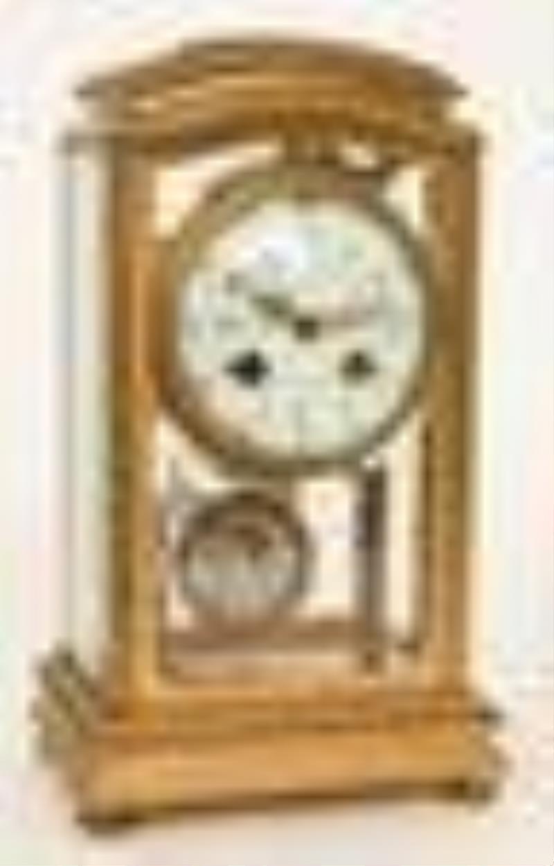 Tiffany & Co. Gilt Brass Crystal Regulator Clock