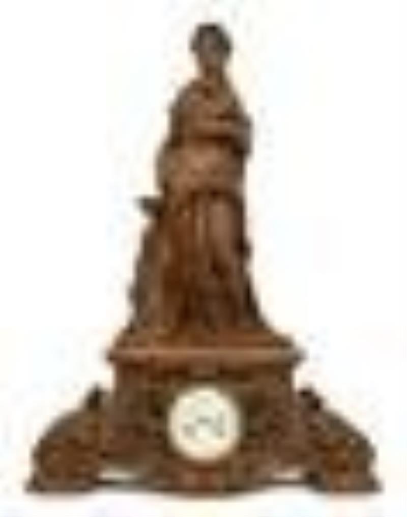 Black Forest Figural Carved Mantel Clock