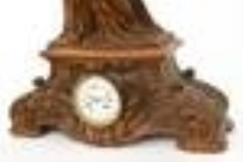Black Forest Figural Carved Mantel Clock