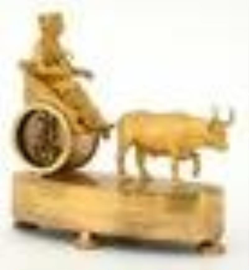 French Empire Gilt Bronze Desk Clock with Ceres