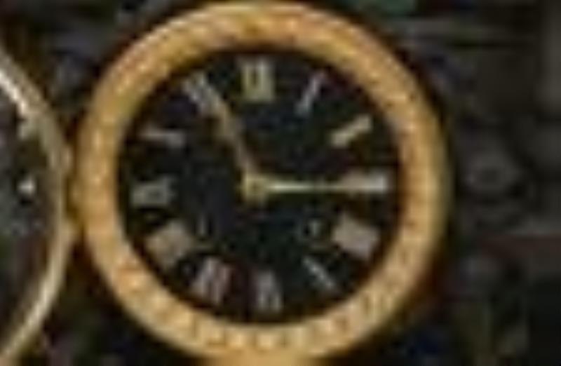 French Patinated Metal & Marble Figural Mantel Clock