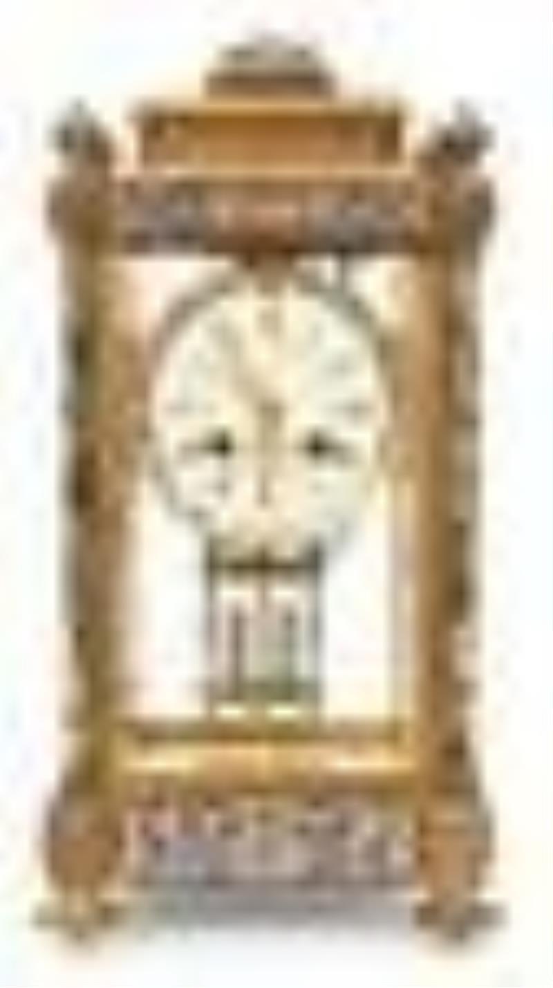 French Champlevé & Brass Crystal Regulator Clock
