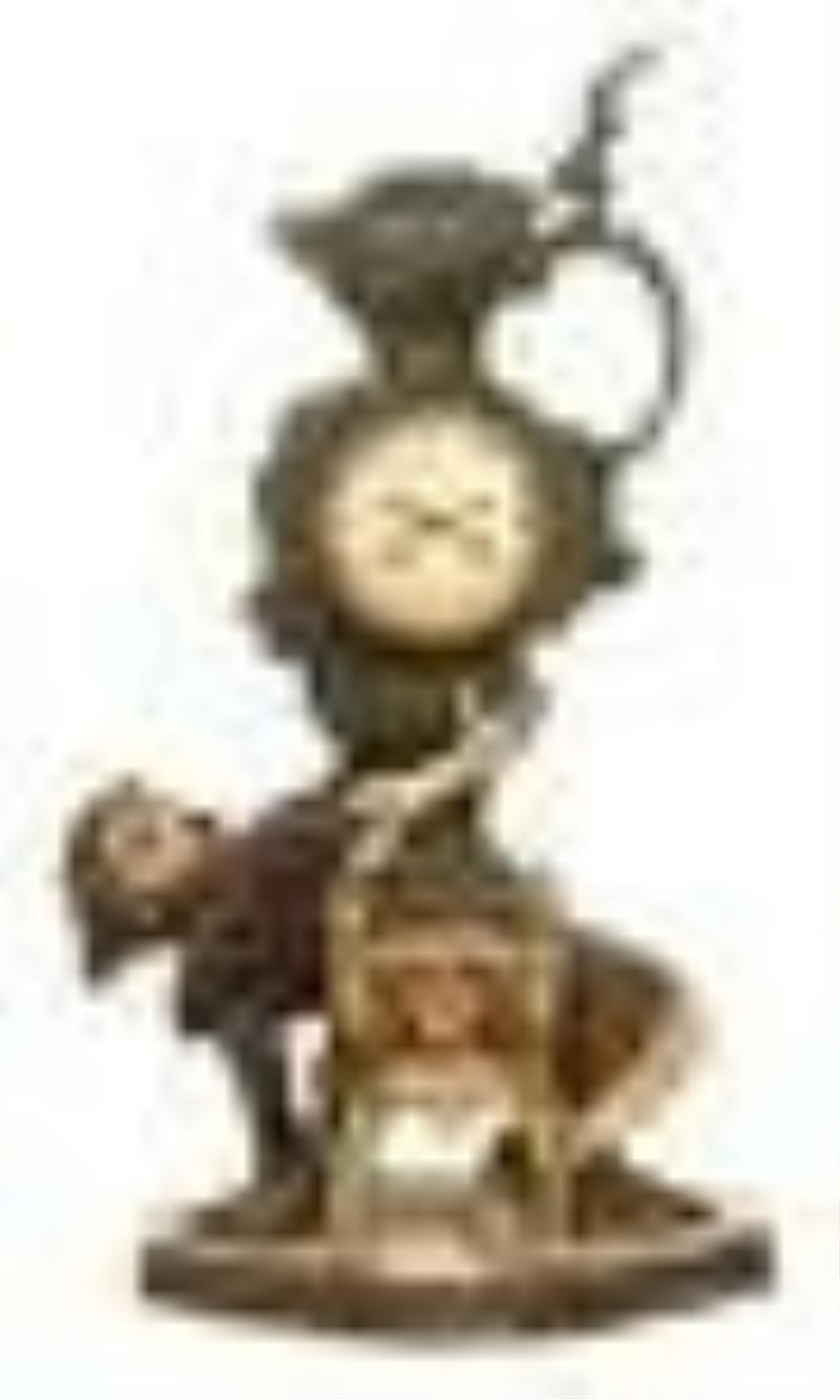 French Polychromed Metal Figural Clock