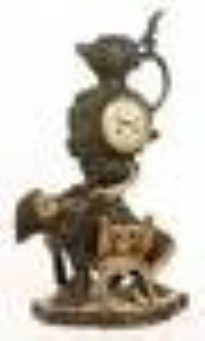 French Polychromed Metal Figural Clock