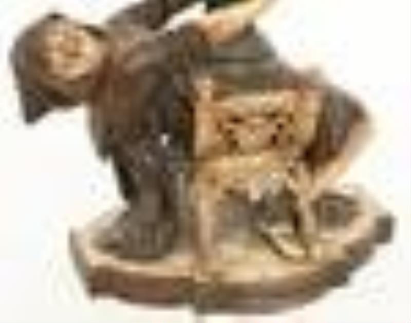 French Polychromed Metal Figural Clock