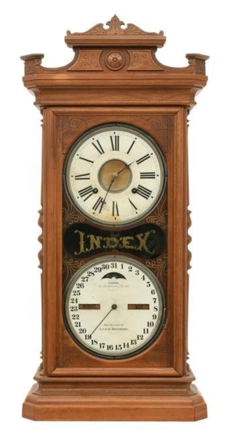 Ithaca "Index" Calendar Clock for the Lynch Brothers