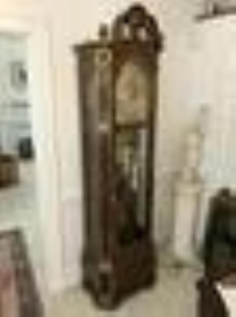 Herschede Brass Mounted Figured Walnut Tall Clock