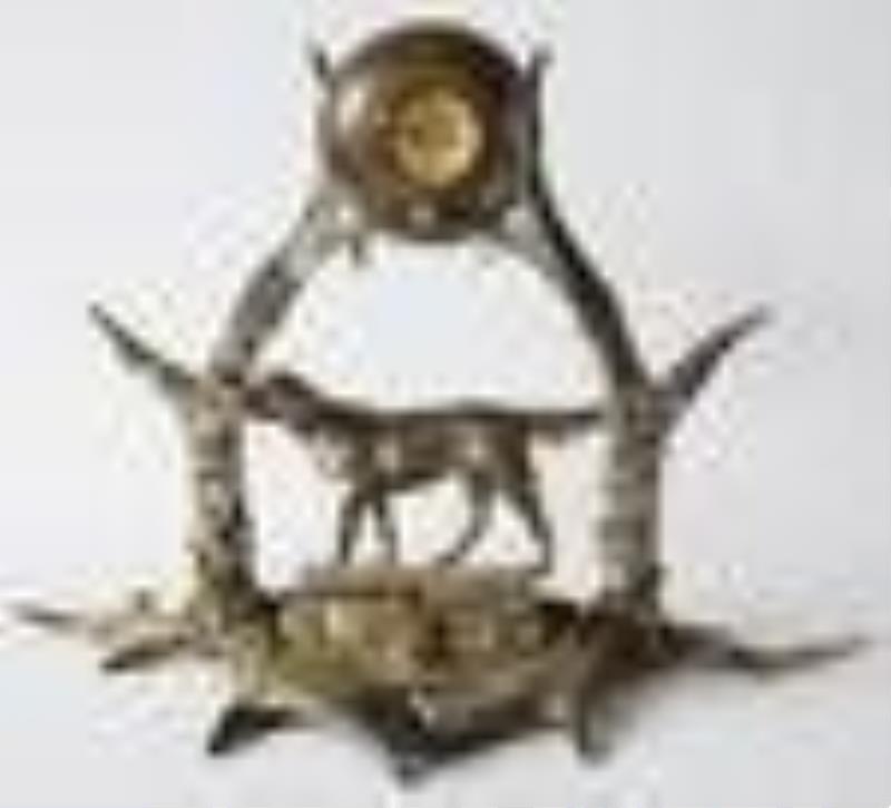 Antique Silver Plate Clock Ink Well Pen Stand