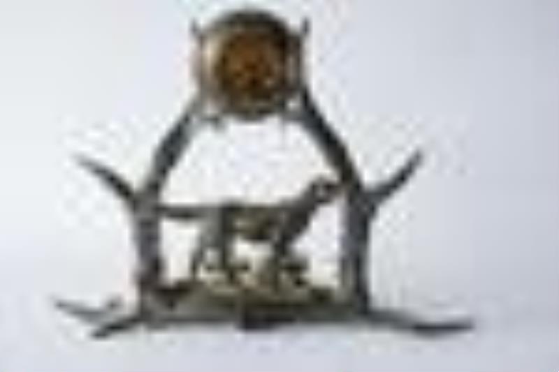 Antique Silver Plate Clock Ink Well Pen Stand