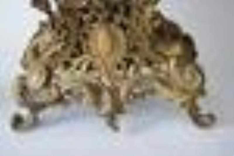 Antique French Brass Rococo Style Clock & Garnitur