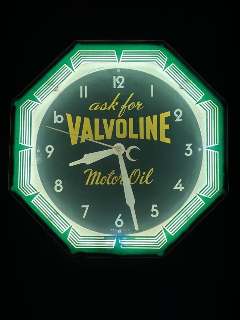 Valvoline Motor Oil Octagon Neon Clock