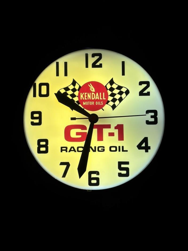 Kendall GT-1 Racing Motor Oil Lighted Advertising Clock