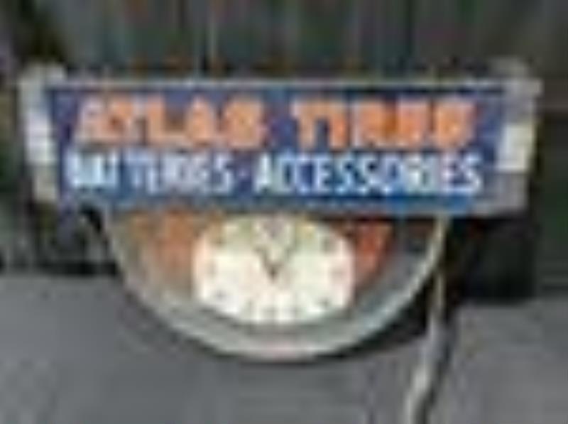 Atlas Tire Batteries Art Deco Lighted Advertising Clock