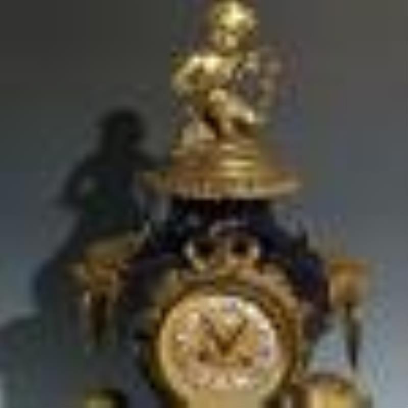 19th C. French H&F Paris Sevres Gilt Bronze Clock Set