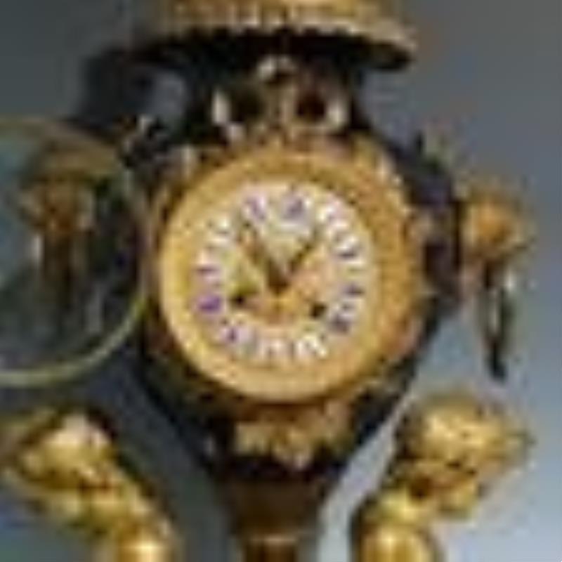 19th C. French H&F Paris Sevres Gilt Bronze Clock Set