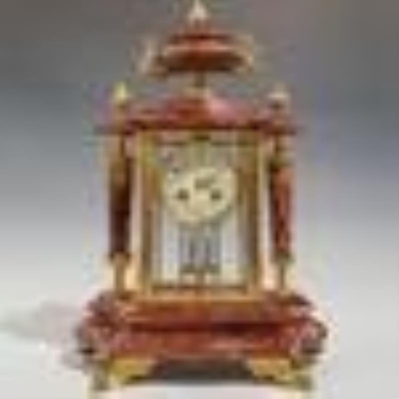 Antique French Mougin Bronze and Marble Mantel Clock