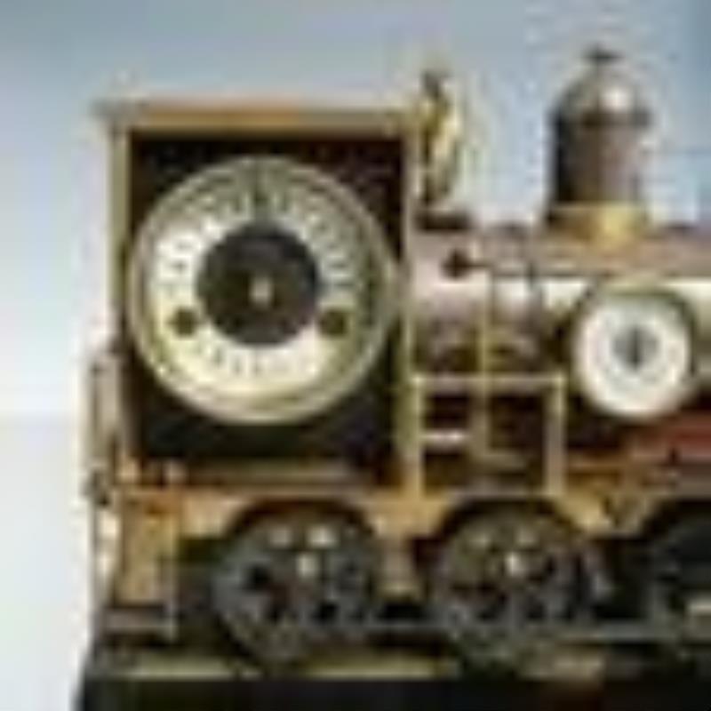 French Locomotive Automaton Clock, Barometer, & Thermometer