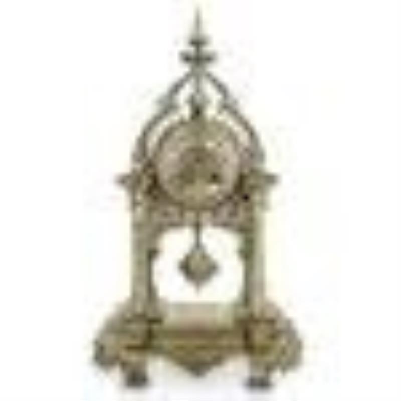 Antique French Silvered Bronze Garniture Clock Set