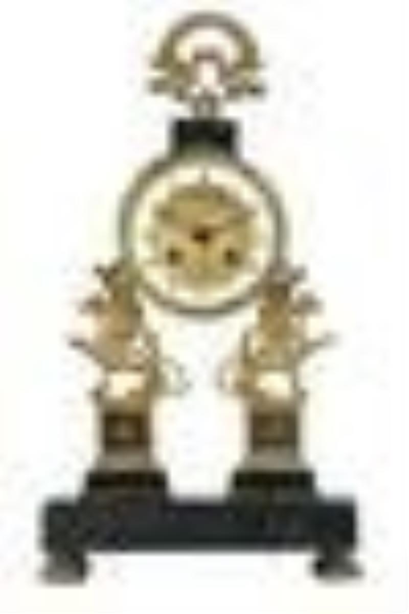 French Empire Style 19C. Antique Dore Bronze Clock