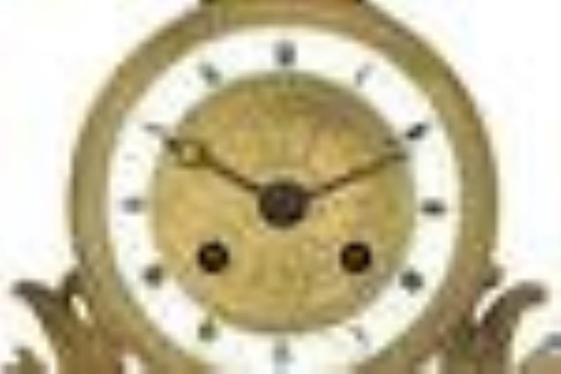 French Empire Style 19C. Antique Dore Bronze Clock