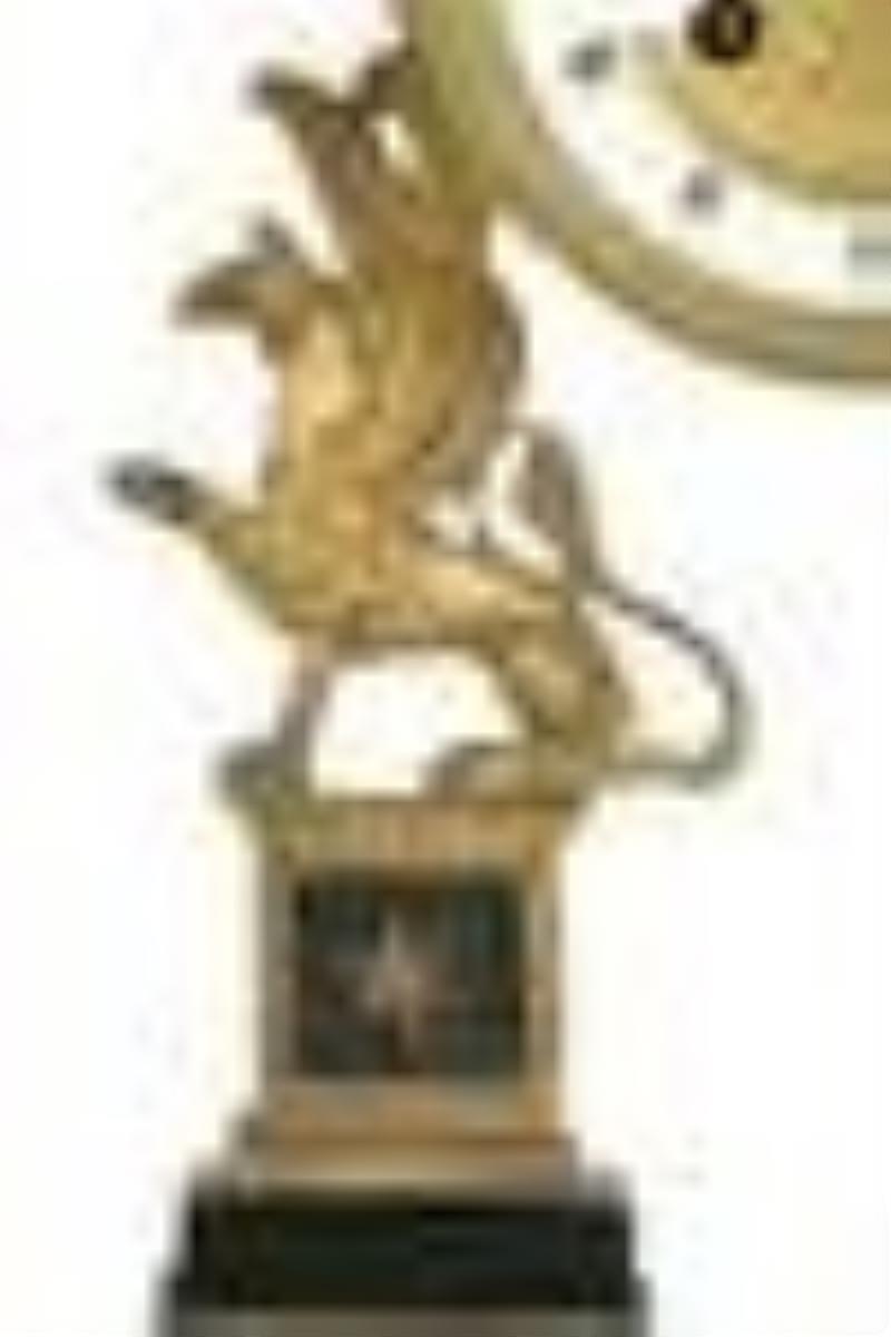 French Empire Style 19C. Antique Dore Bronze Clock