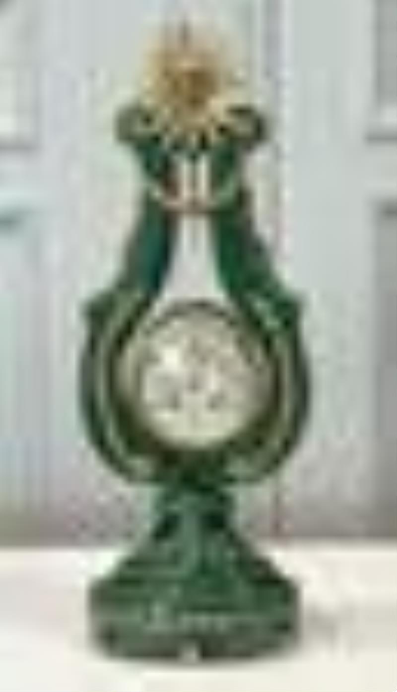 Malachite And Gilt Bronze Mantel Clock