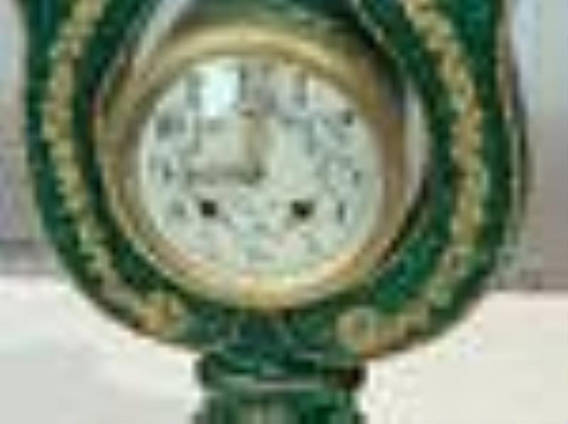 Malachite And Gilt Bronze Mantel Clock