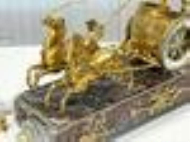 French Gilt Bronze Clock Garniture Set