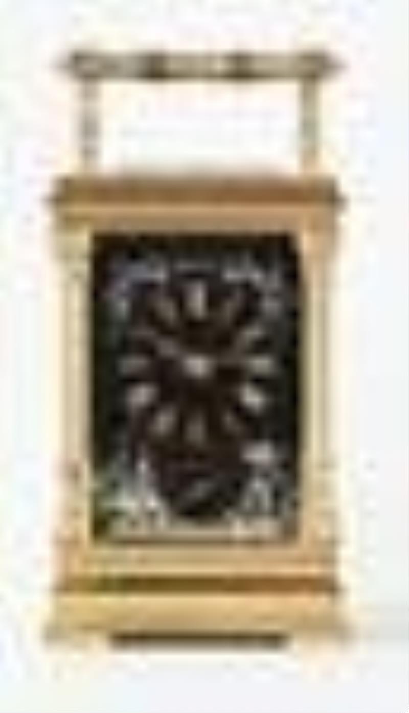 An exceptional late 19th century French hour repeating carriage clock with Limoges panels