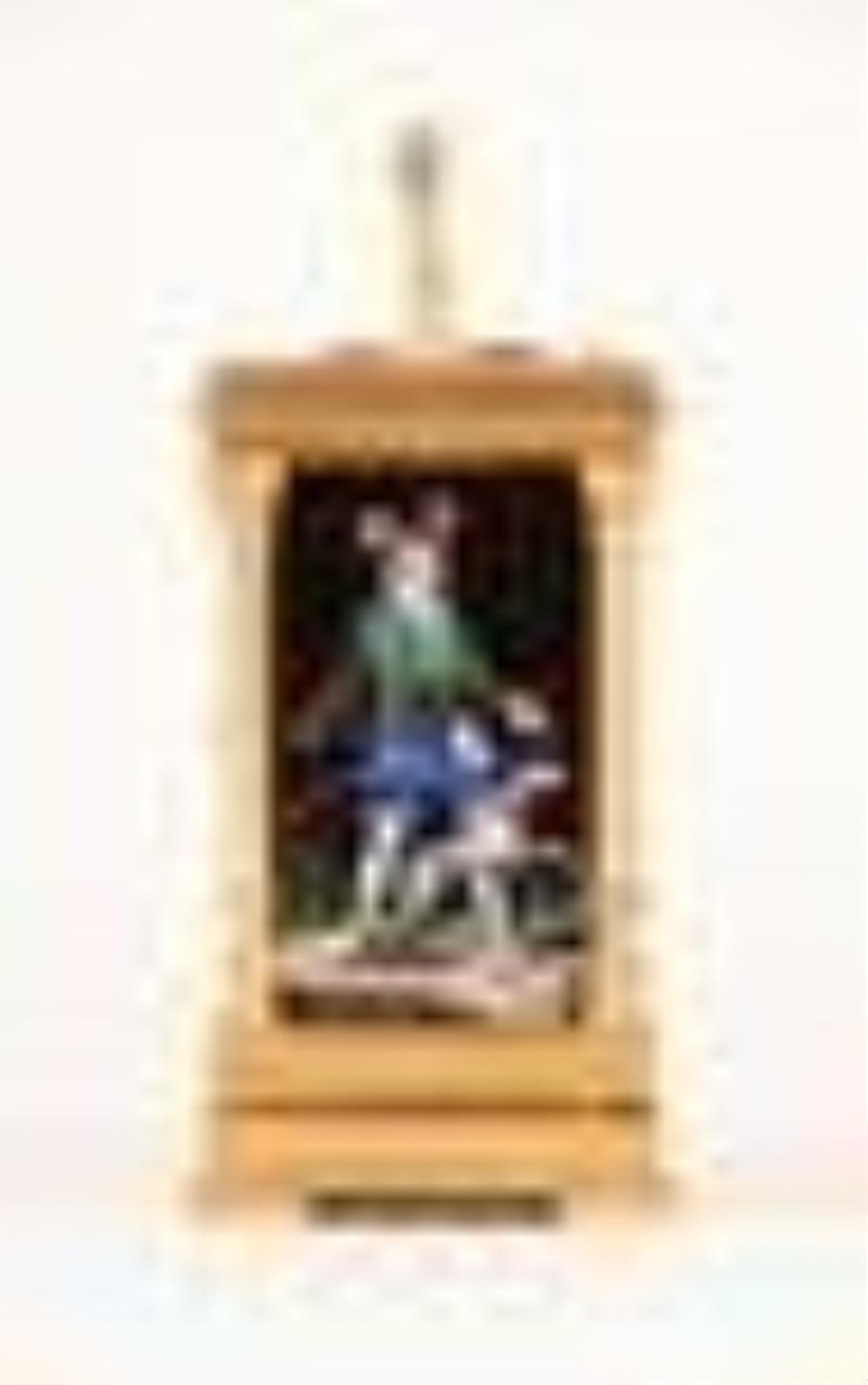 An exceptional late 19th century French hour repeating carriage clock with Limoges panels