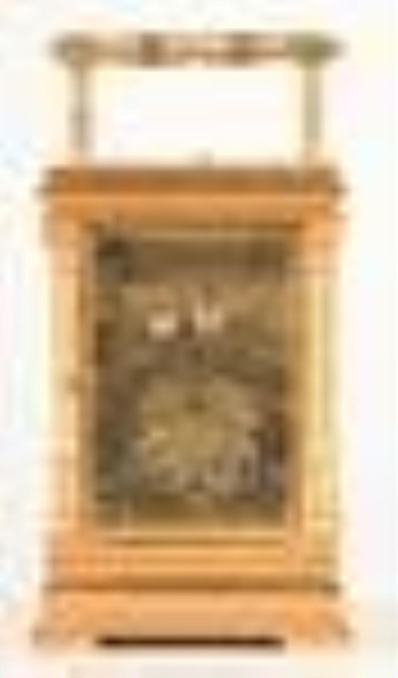 An exceptional late 19th century French hour repeating carriage clock with Limoges panels