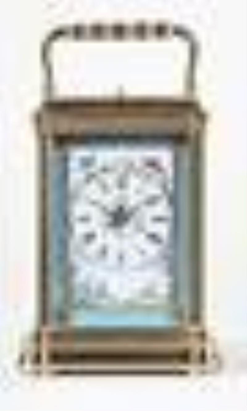 A very attractive 19th century French carriage clock with polychrome porcelain panels