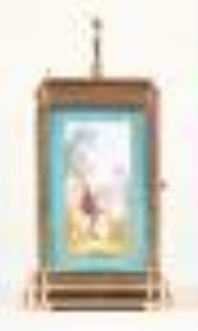 A very attractive 19th century French carriage clock with polychrome porcelain panels