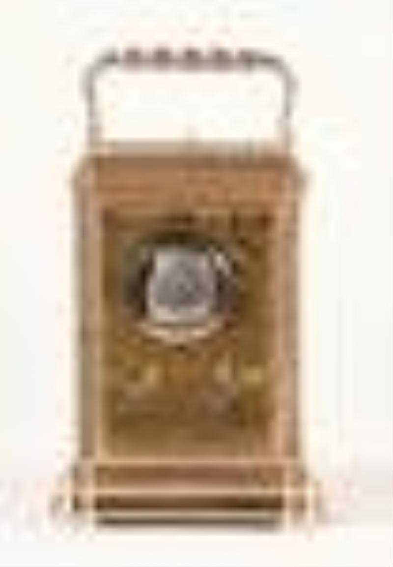 A very attractive 19th century French carriage clock with polychrome porcelain panels