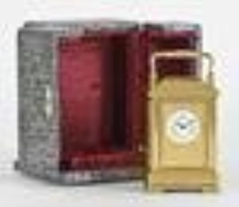 A fine mignonnette #1 carriage clock with portrait panels and travel case