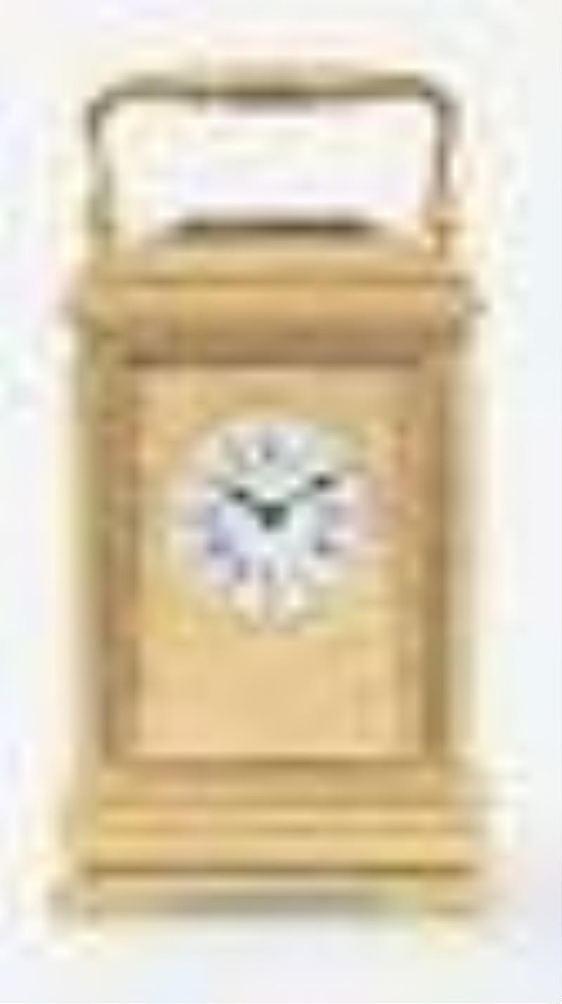 A fine mignonnette #1 carriage clock with portrait panels and travel case