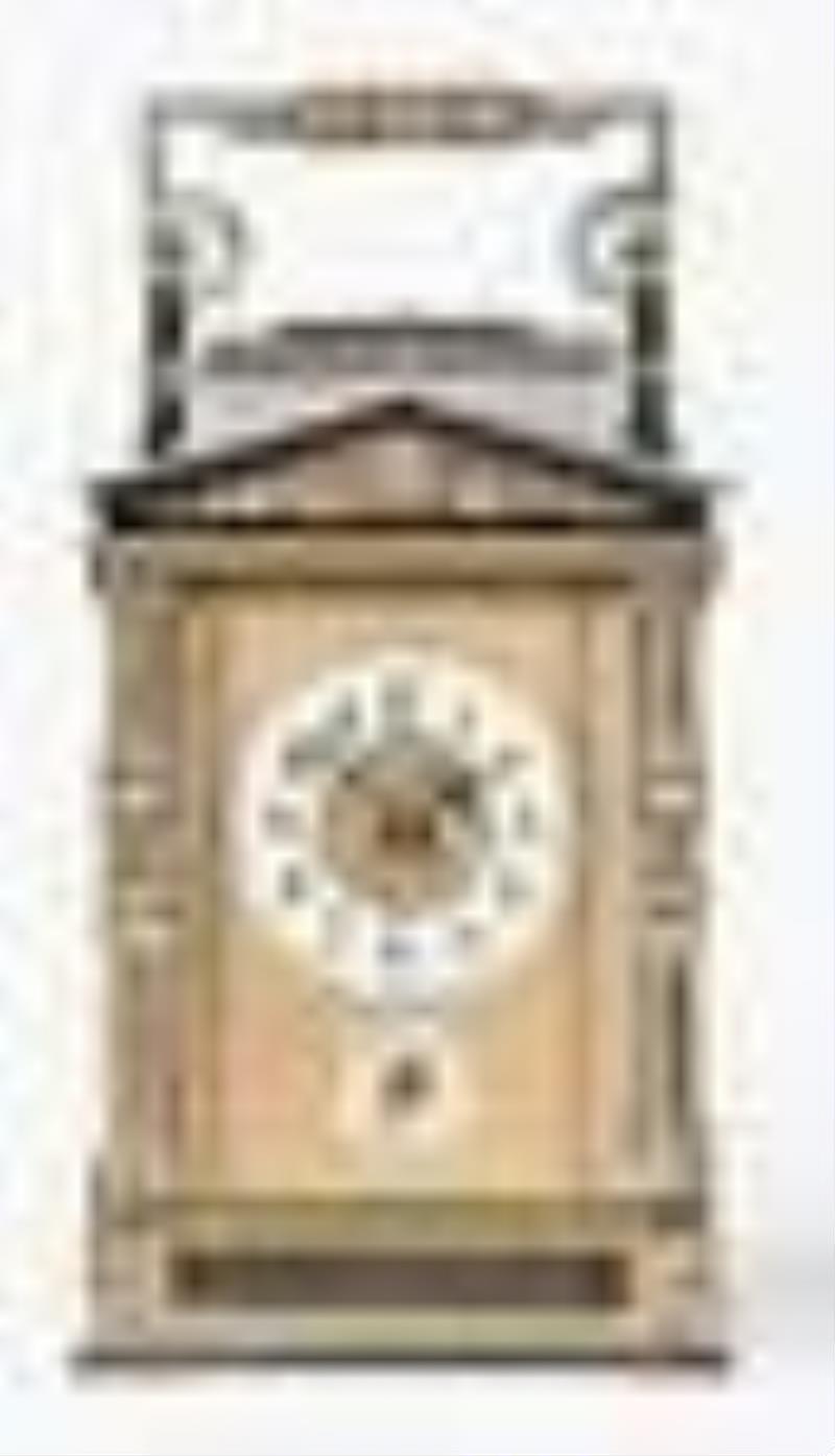 A large, unusual and decorative late 19th century French architectural carriage clock