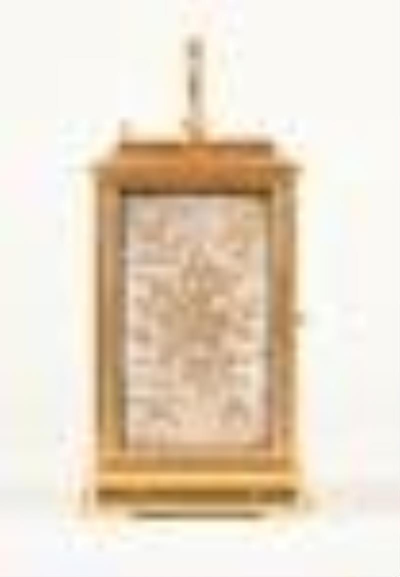 An unusual decorative late 19th century French hour repeating carriage clock by Brunelot