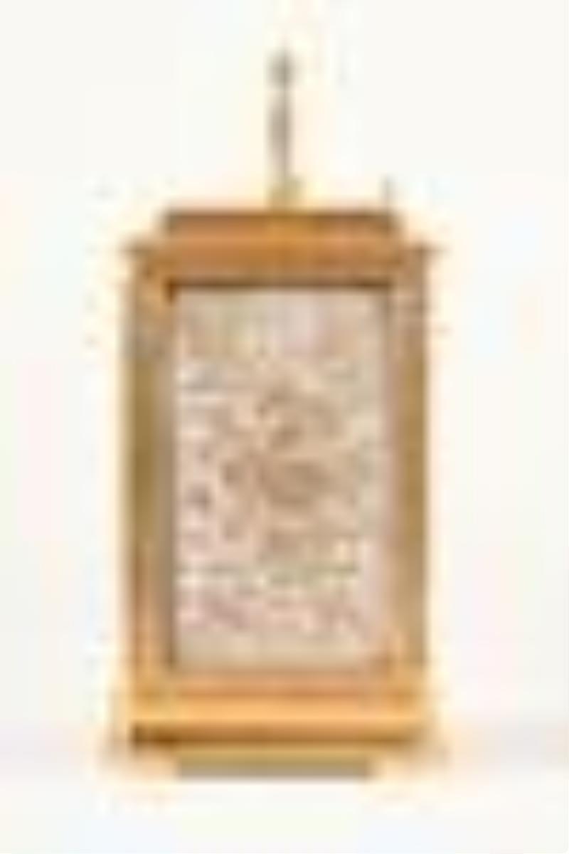 An unusual decorative late 19th century French hour repeating carriage clock by Brunelot