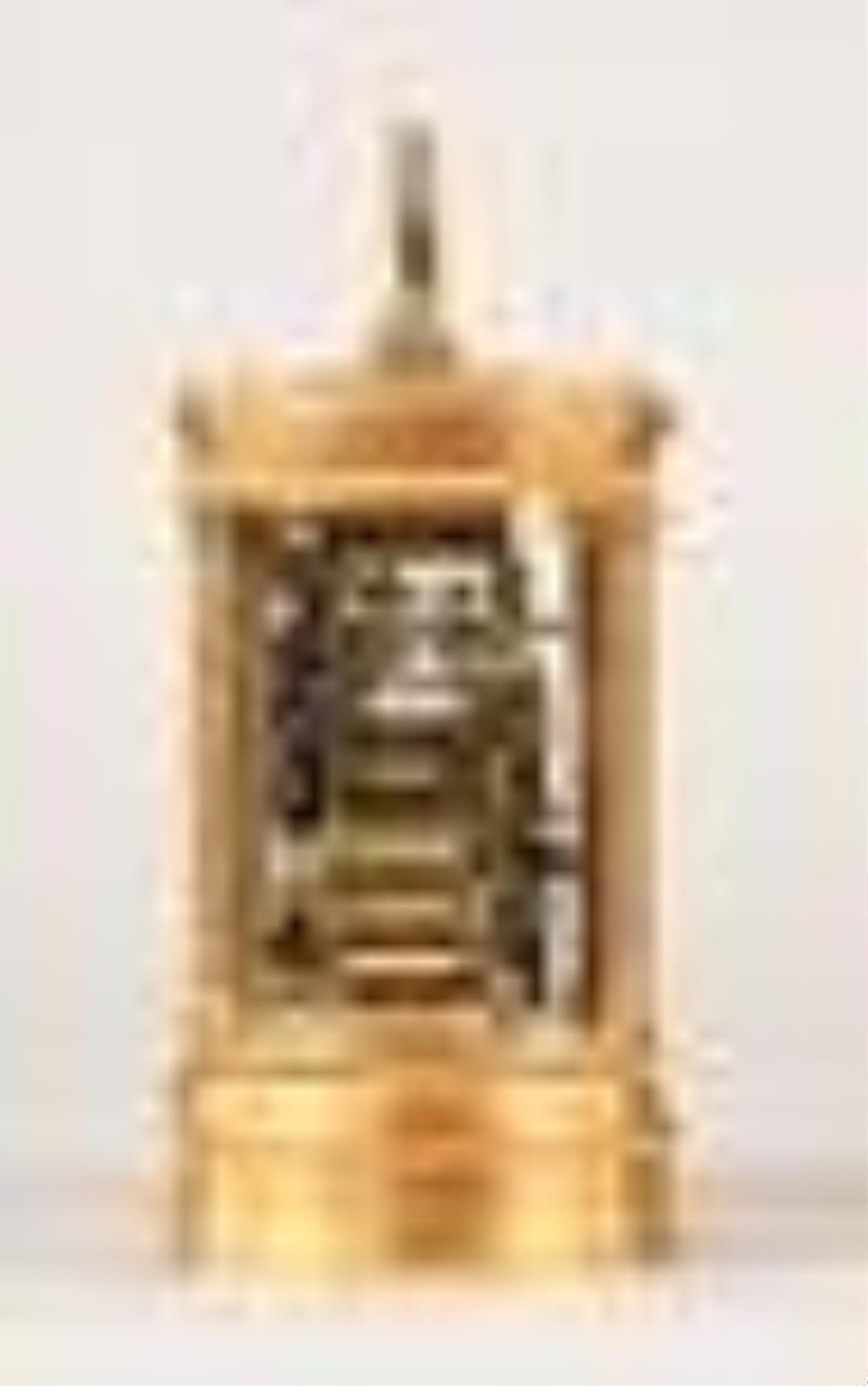 An attractive late 19th century hour repeating French carriage clock with Limoges dial