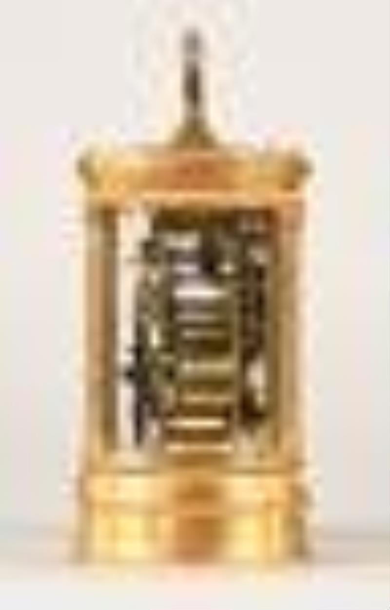 An attractive late 19th century hour repeating French carriage clock with Limoges dial