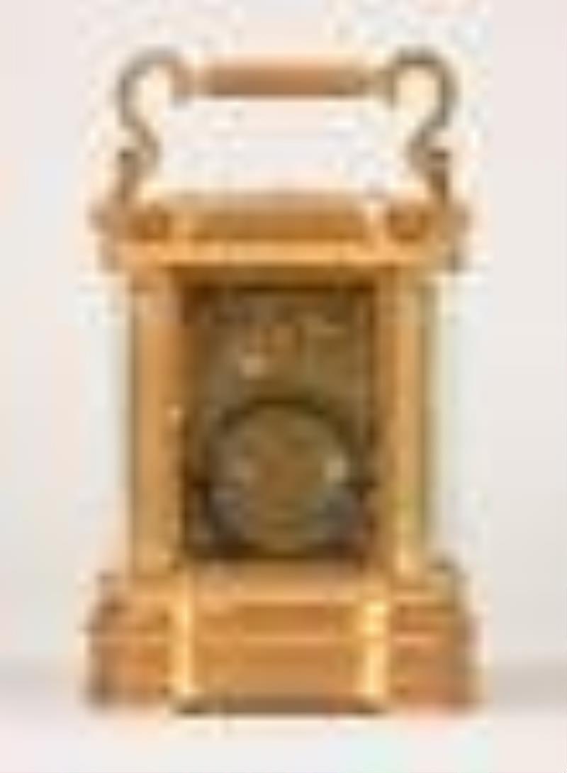 An attractive late 19th century hour repeating French carriage clock with Limoges dial