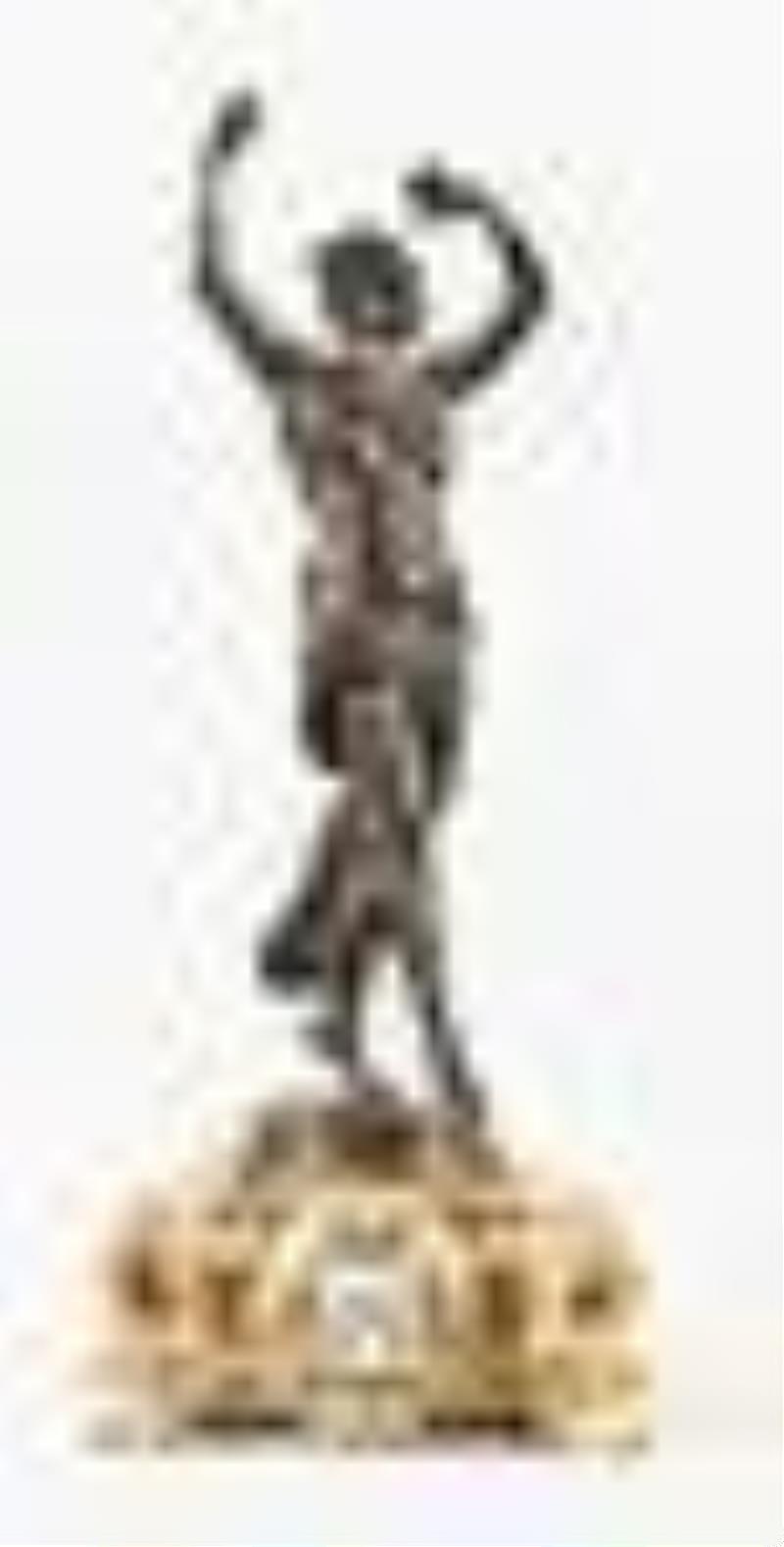 A fine late 19th century French figural mantel clock featuring La Nymphe Cloris by Delaplanche