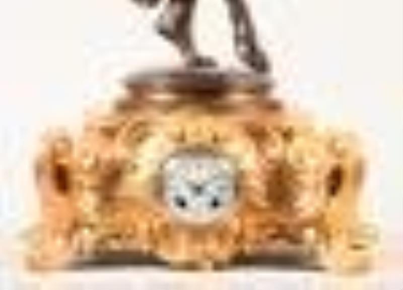A fine late 19th century French figural mantel clock featuring La Nymphe Cloris by Delaplanche