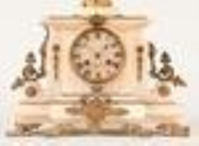 A late 19th century French figural mantel clock with conical pendulum