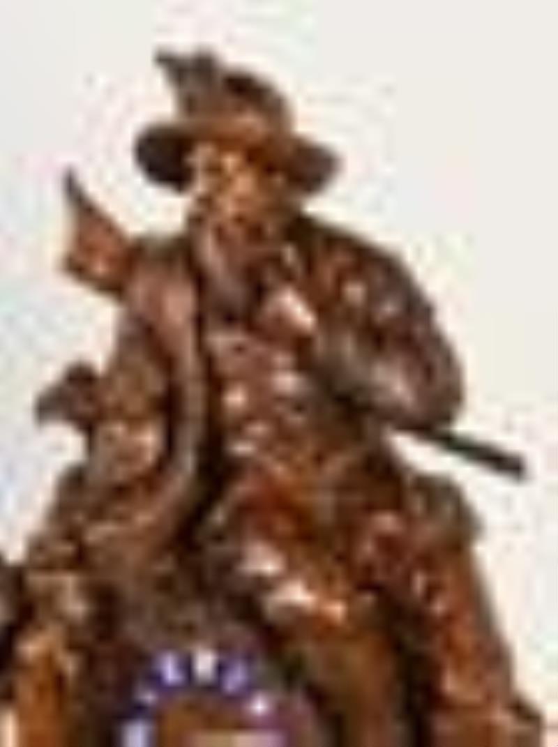 Black Forest musical shelf clock with hunting motif