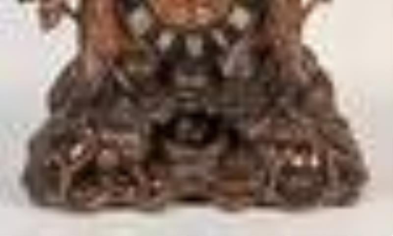 Black Forest hand carved shelf cuckoo clock with St. Bernard
